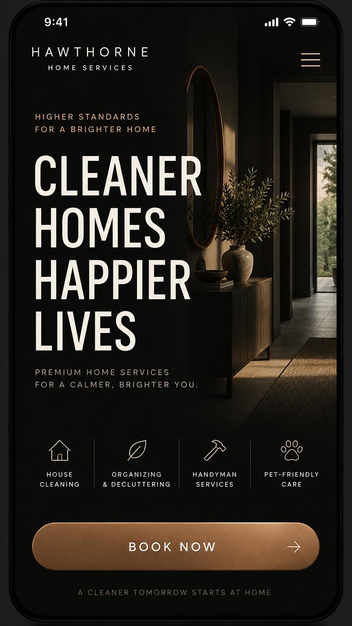 Concept design: a mobile website with a booking button in reach